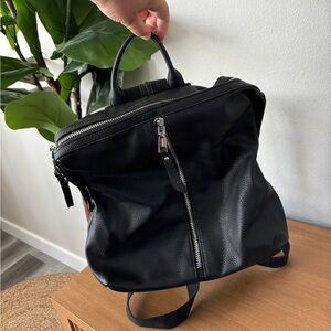 Black Pleather Backpack